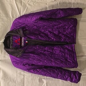 Gerry Jacket Women’s med Purple Full Zip Quilted Lightweight Fleece Collar